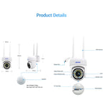ESCAM PVR007 Câmara WiFi HD Inteligente 3MP Suporta Visão Noturna a Cores Completas / Detecção de Movimento / Alarme Sonoro / Cartão TF, PVR007