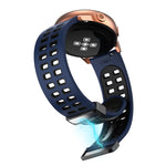 Double-row Hole Folding Silver Buckle Two-color Silicone Watch Band, 20mm, 22mm