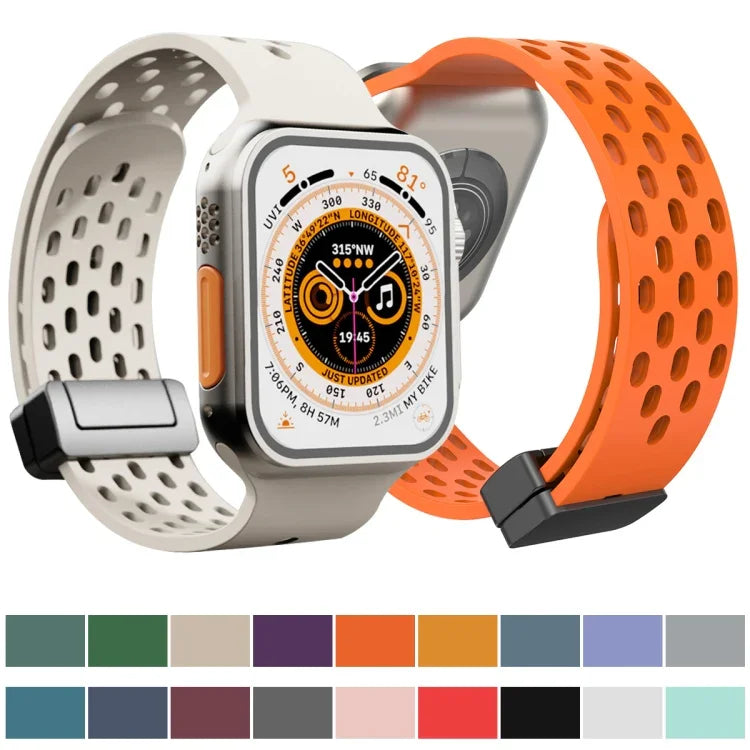 Correia de Relógio em Silicone com Fecho Magnético, Para Apple Watch Series 8&7 41mm, Para Apple Watch Series 8&7 45mm