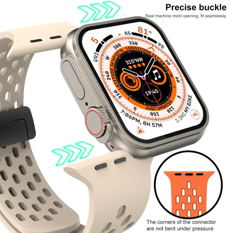 Correia de Relógio em Silicone com Fecho Magnético, Para Apple Watch Series 8&7 41mm, Para Apple Watch Series 8&7 45mm
