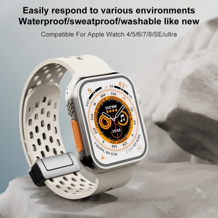 Correia de Relógio em Silicone com Fecho Magnético, Para Apple Watch Series 8&7 41mm, Para Apple Watch Series 8&7 45mm