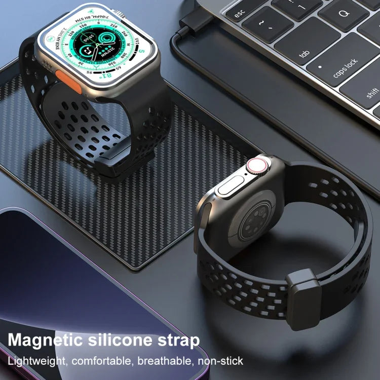 Correia de Relógio em Silicone com Fecho Magnético, Para Apple Watch Series 8&7 41mm, Para Apple Watch Series 8&7 45mm