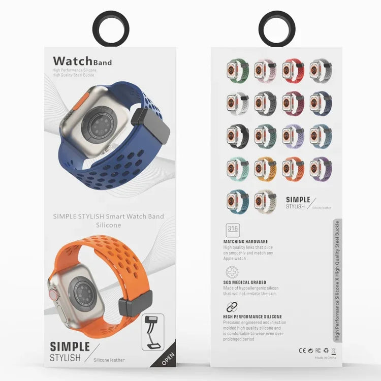 Correia de Relógio em Silicone com Fecho Magnético, Para Apple Watch Series 8&7 41mm, Para Apple Watch Series 8&7 45mm