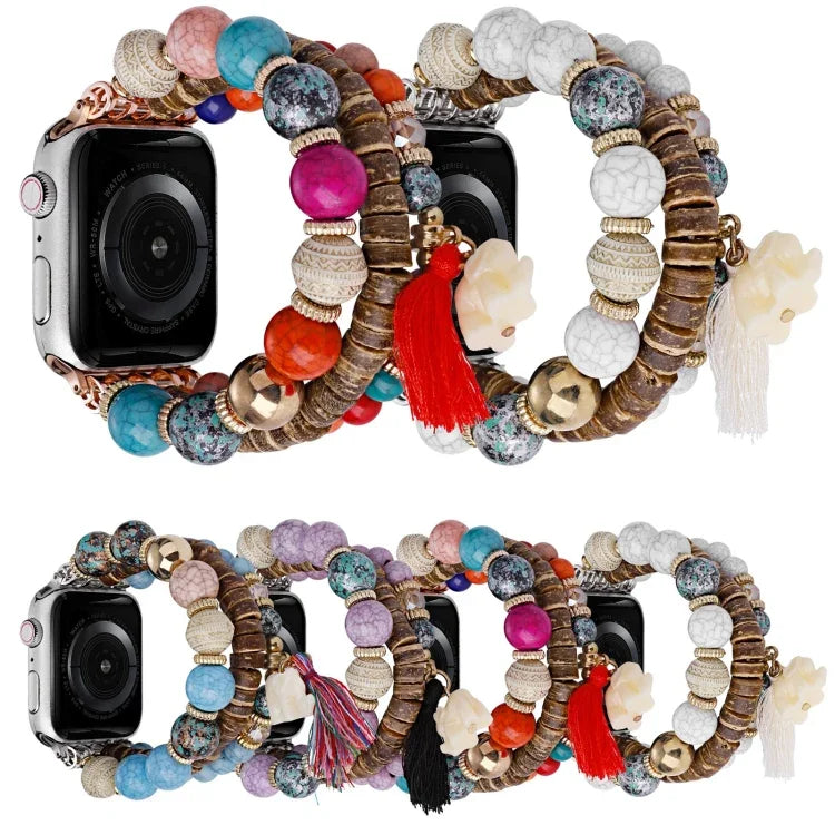Correia de Relógio com Pingente de Elefante em Contas, Para Apple Watch 2 42 mm, Para Apple Watch 2 38mm, Para Apple Watch 42mm, Para Apple Watch 38mm