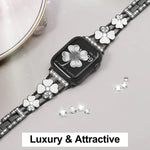 Correia Petal Metal Diamond para Apple Watch 3 38mm, Apple Watch 9 45mm, Apple Watch 3 42mm, Apple Watch 2 38mm, Apple Watch 2 42mm, Apple Watch 38mm, Apple Watch 42mm, Apple Watch 9 41mm