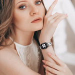 Correia Petal Metal Diamond para Apple Watch 3 38mm, Apple Watch 9 45mm, Apple Watch 3 42mm, Apple Watch 2 38mm, Apple Watch 2 42mm, Apple Watch 38mm, Apple Watch 42mm, Apple Watch 9 41mm