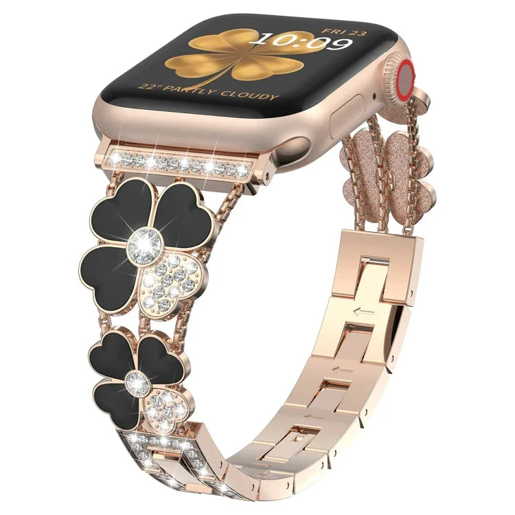 Correia Petal Metal Diamond para Apple Watch 3 38mm, Apple Watch 9 45mm, Apple Watch 3 42mm, Apple Watch 2 38mm, Apple Watch 2 42mm, Apple Watch 38mm, Apple Watch 42mm, Apple Watch 9 41mm