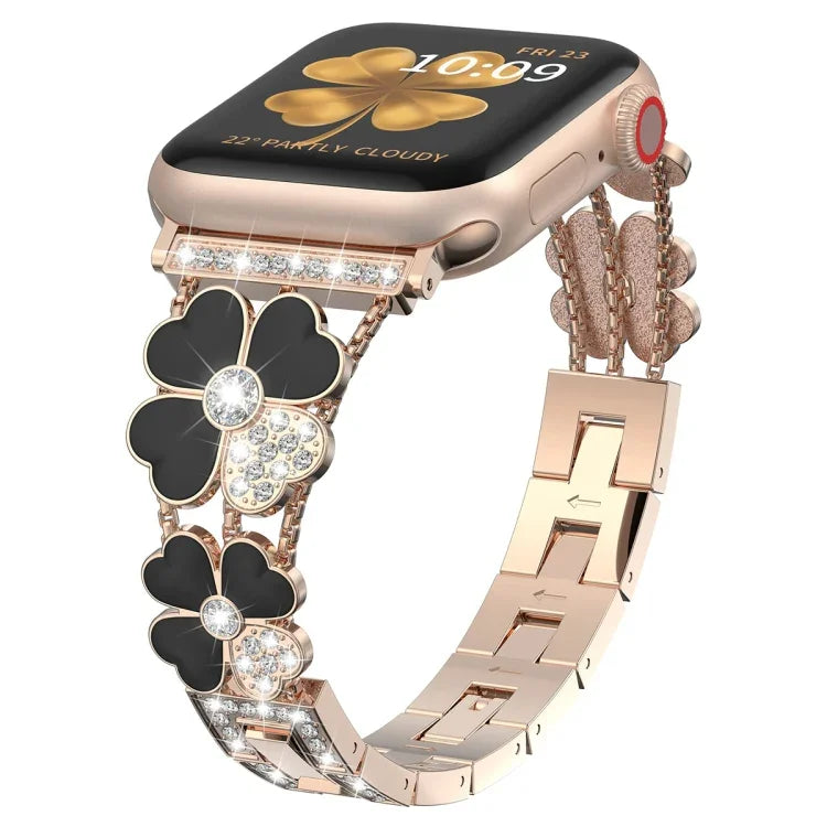Correia Petal Metal Diamond para Apple Watch 3 38mm, Apple Watch 9 45mm, Apple Watch 3 42mm, Apple Watch 2 38mm, Apple Watch 2 42mm, Apple Watch 38mm, Apple Watch 42mm, Apple Watch 9 41mm