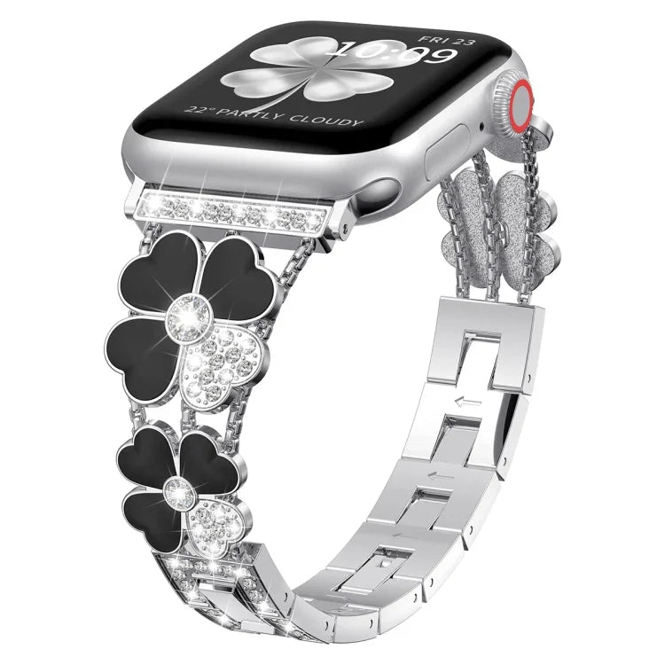 Correia Petal Metal Diamond para Apple Watch 3 38mm, Apple Watch 9 45mm, Apple Watch 3 42mm, Apple Watch 2 38mm, Apple Watch 2 42mm, Apple Watch 38mm, Apple Watch 42mm, Apple Watch 9 41mm