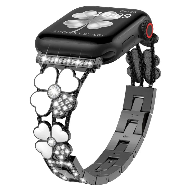 Correia Petal Metal Diamond para Apple Watch 3 38mm, Apple Watch 9 45mm, Apple Watch 3 42mm, Apple Watch 2 38mm, Apple Watch 2 42mm, Apple Watch 38mm, Apple Watch 42mm, Apple Watch 9 41mm