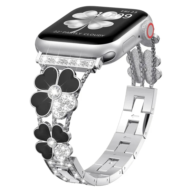 Correia Petal Metal Diamond para Apple Watch 3 38mm, Apple Watch 9 45mm, Apple Watch 3 42mm, Apple Watch 2 38mm, Apple Watch 2 42mm, Apple Watch 38mm, Apple Watch 42mm, Apple Watch 9 41mm