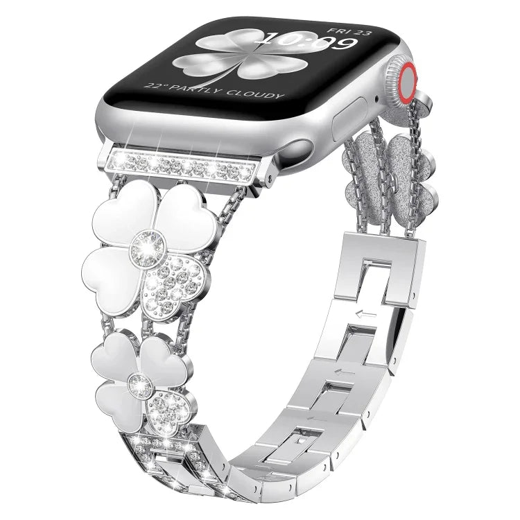 Correia Petal Metal Diamond para Apple Watch 3 38mm, Apple Watch 9 45mm, Apple Watch 3 42mm, Apple Watch 2 38mm, Apple Watch 2 42mm, Apple Watch 38mm, Apple Watch 42mm, Apple Watch 9 41mm