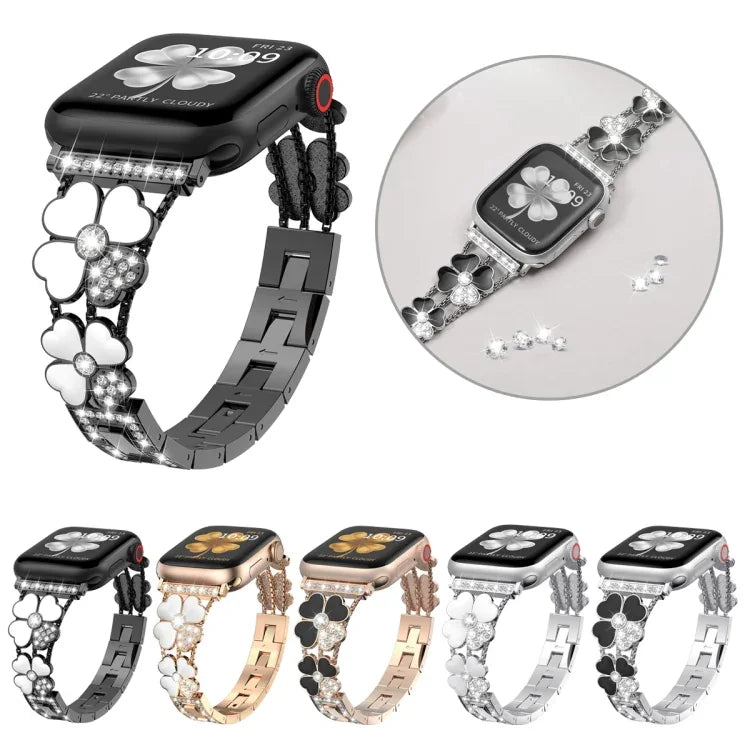 Correia Petal Metal Diamond para Apple Watch 3 38mm, Apple Watch 9 45mm, Apple Watch 3 42mm, Apple Watch 2 38mm, Apple Watch 2 42mm, Apple Watch 38mm, Apple Watch 42mm, Apple Watch 9 41mm