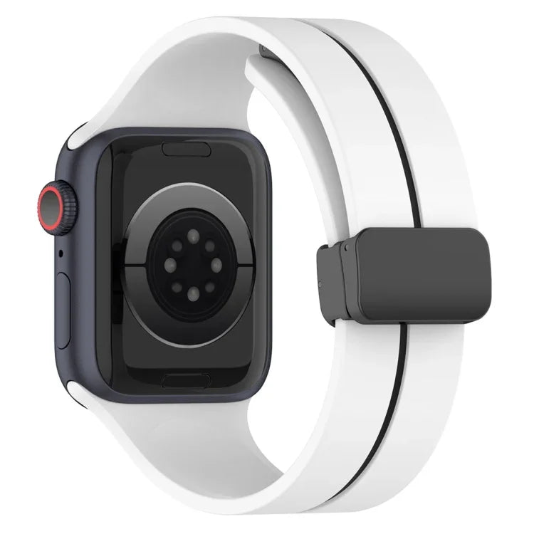 Pulseira de Relógio em Silicone com Fivela Dobrável de Duas Cores, Para Apple Watch 9 45mm, Para Apple Watch 9 41mm