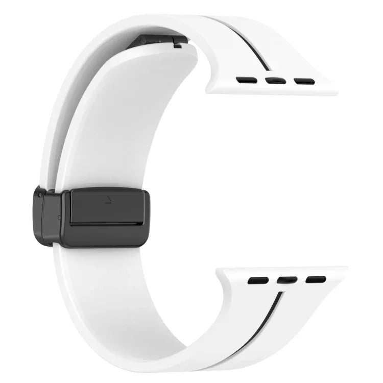 Pulseira de Relógio em Silicone com Fivela Dobrável de Duas Cores, Para Apple Watch 9 45mm, Para Apple Watch 9 41mm