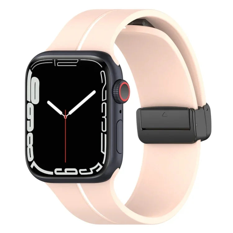 Pulseira de Relógio em Silicone com Fivela Dobrável de Duas Cores, Para Apple Watch 9 45mm, Para Apple Watch 9 41mm