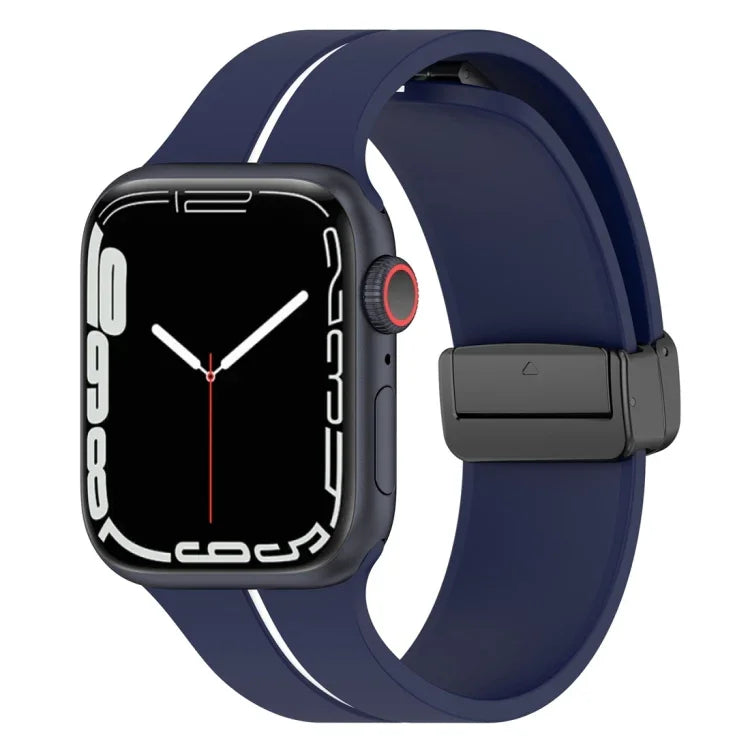 Pulseira de Relógio em Silicone com Fivela Dobrável de Duas Cores, Para Apple Watch 9 45mm, Para Apple Watch 9 41mm