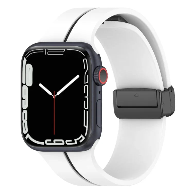 Pulseira de Relógio em Silicone com Fivela Dobrável de Duas Cores, Para Apple Watch 9 45mm, Para Apple Watch 9 41mm