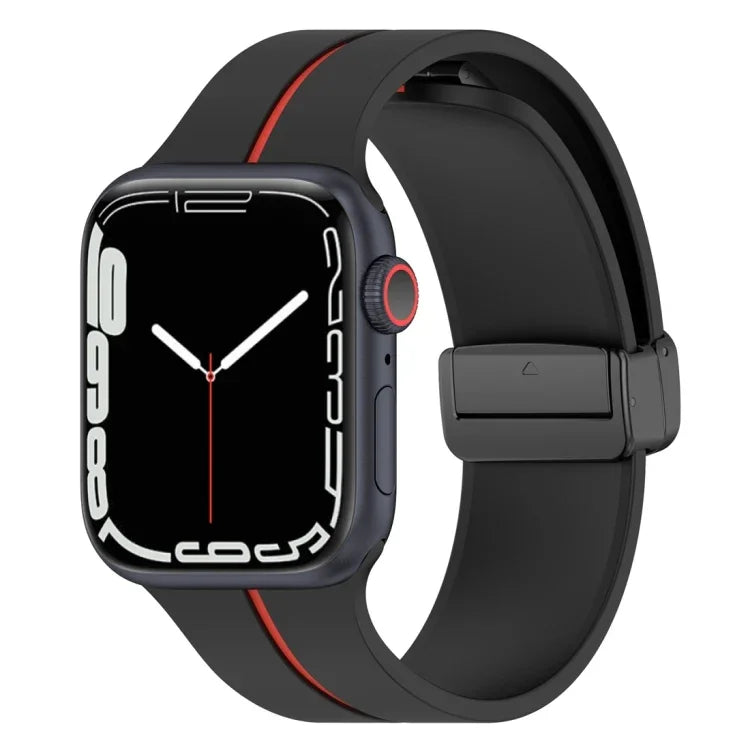 Pulseira de Relógio em Silicone com Fivela Dobrável de Duas Cores, Para Apple Watch 9 45mm, Para Apple Watch 9 41mm
