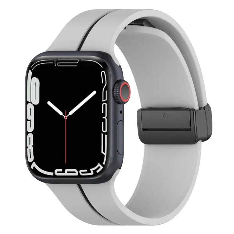 Pulseira de Relógio em Silicone com Fivela Dobrável de Duas Cores, Para Apple Watch 9 45mm, Para Apple Watch 9 41mm