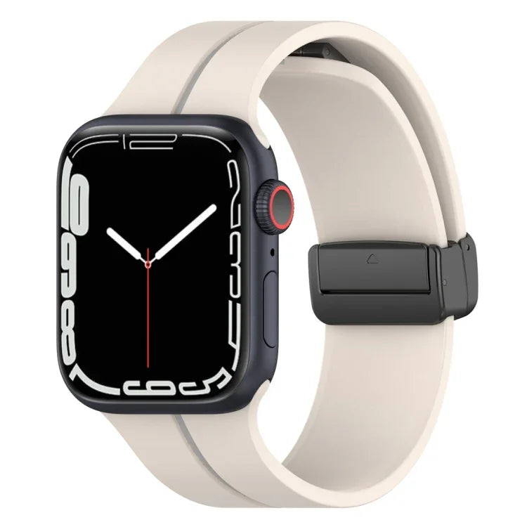Pulseira de Relógio em Silicone com Fivela Dobrável de Duas Cores, Para Apple Watch 9 45mm, Para Apple Watch 9 41mm