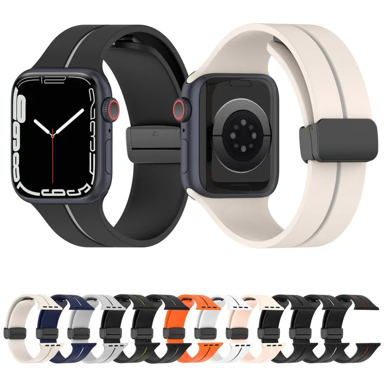 Pulseira de Relógio em Silicone com Fivela Dobrável de Duas Cores, Para Apple Watch 9 45mm, Para Apple Watch 9 41mm