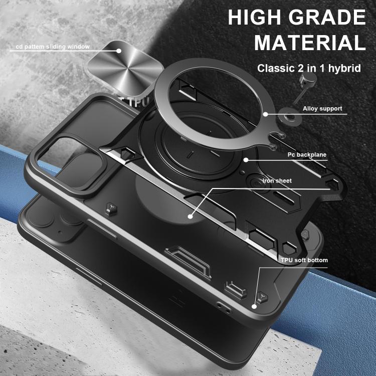 Capa de Telemóvel com Suporte Magnético Deslizante com Textura CD, Para iPhone 17e / 16e, Para iPhone 17 Pro Max, Para iPhone 17 Pro, Para iPhone 17, Para iPhone Air, Para iPhone 16 Pro Max, Para iPhone 16 Pro, Para iPhone 16 Plus