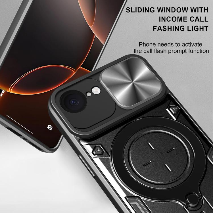 Capa de Telemóvel com Suporte Magnético Deslizante com Textura CD, Para iPhone 17e / 16e, Para iPhone 17 Pro Max, Para iPhone 17 Pro, Para iPhone 17, Para iPhone Air, Para iPhone 16 Pro Max, Para iPhone 16 Pro, Para iPhone 16 Plus