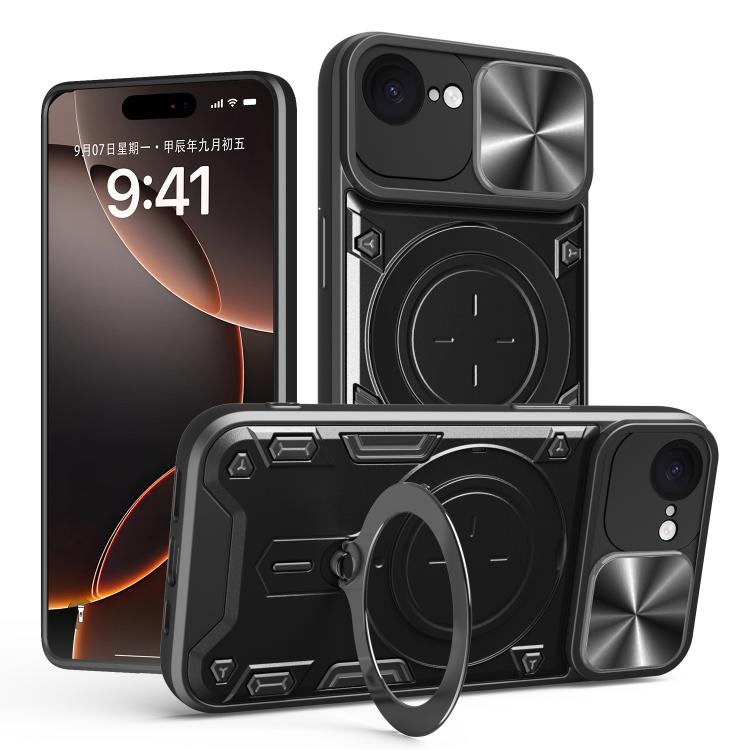Capa de Telemóvel com Suporte Magnético Deslizante com Textura CD, Para iPhone 17e / 16e, Para iPhone 17 Pro Max, Para iPhone 17 Pro, Para iPhone 17, Para iPhone Air, Para iPhone 16 Pro Max, Para iPhone 16 Pro, Para iPhone 16 Plus
