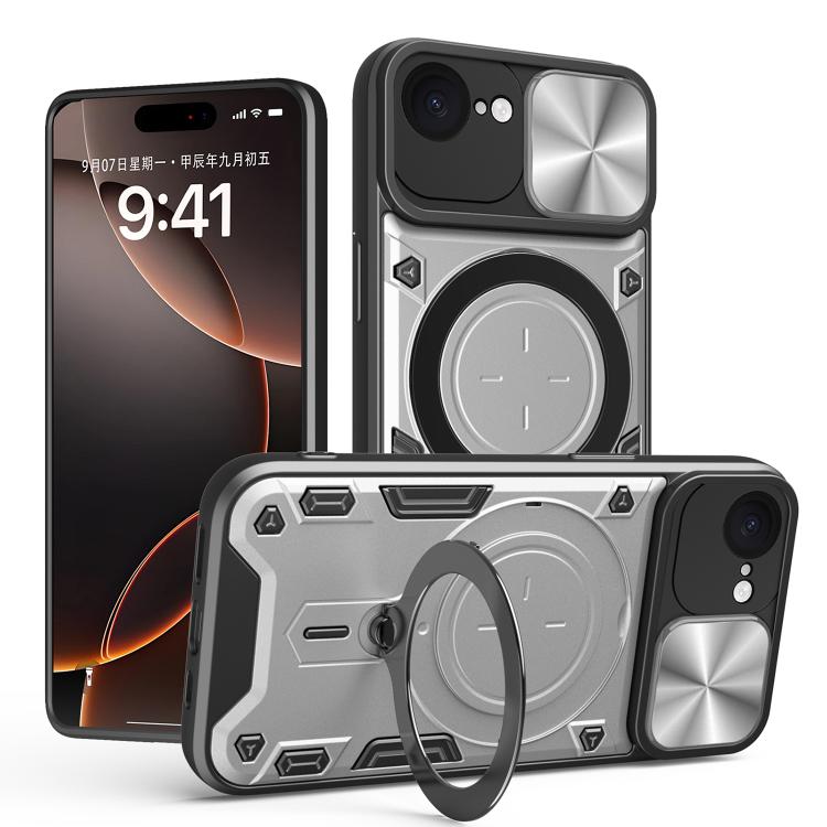 Capa de Telemóvel com Suporte Magnético Deslizante com Textura CD, Para iPhone 17e / 16e, Para iPhone 17 Pro Max, Para iPhone 17 Pro, Para iPhone 17, Para iPhone Air, Para iPhone 16 Pro Max, Para iPhone 16 Pro, Para iPhone 16 Plus