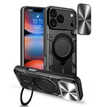Capa de Telemóvel com Suporte Magnético Deslizante com Textura CD, Para iPhone 17e / 16e, Para iPhone 17 Pro Max, Para iPhone 17 Pro, Para iPhone 17, Para iPhone Air, Para iPhone 16 Pro Max, Para iPhone 16 Pro, Para iPhone 16 Plus