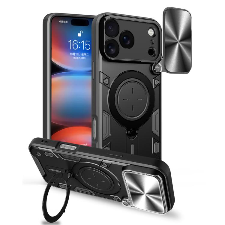 Capa de Telemóvel com Suporte Magnético Deslizante com Textura CD, Para iPhone 17e / 16e, Para iPhone 17 Pro Max, Para iPhone 17 Pro, Para iPhone 17, Para iPhone Air, Para iPhone 16 Pro Max, Para iPhone 16 Pro, Para iPhone 16 Plus