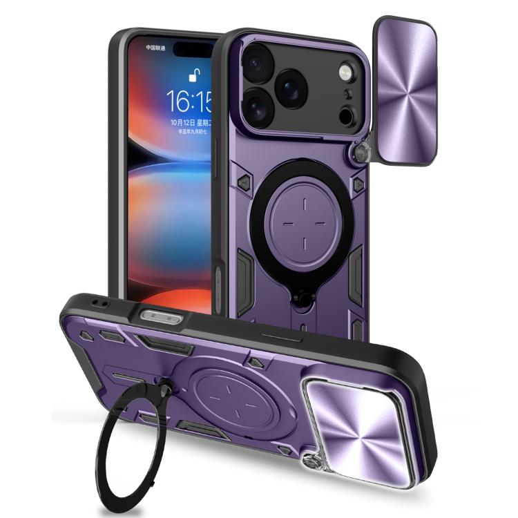 Capa de Telemóvel com Suporte Magnético Deslizante com Textura CD, Para iPhone 17e / 16e, Para iPhone 17 Pro Max, Para iPhone 17 Pro, Para iPhone 17, Para iPhone Air, Para iPhone 16 Pro Max, Para iPhone 16 Pro, Para iPhone 16 Plus