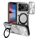 Capa de Telemóvel com Suporte Magnético Deslizante com Textura CD, Para iPhone 17e / 16e, Para iPhone 17 Pro Max, Para iPhone 17 Pro, Para iPhone 17, Para iPhone Air, Para iPhone 16 Pro Max, Para iPhone 16 Pro, Para iPhone 16 Plus