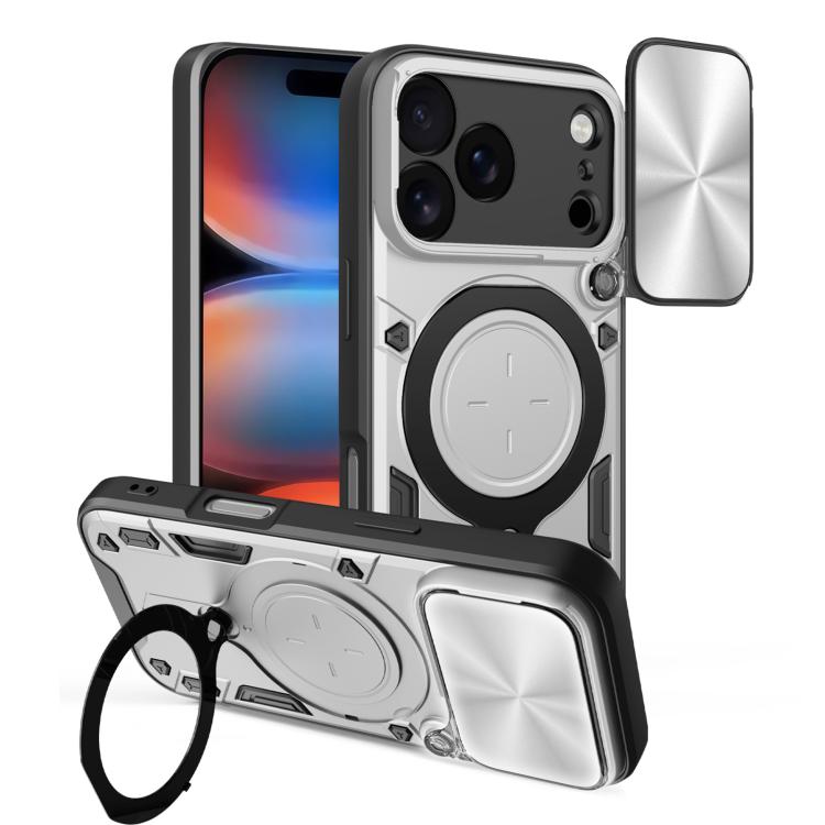 Capa de Telemóvel com Suporte Magnético Deslizante com Textura CD, Para iPhone 17e / 16e, Para iPhone 17 Pro Max, Para iPhone 17 Pro, Para iPhone 17, Para iPhone Air, Para iPhone 16 Pro Max, Para iPhone 16 Pro, Para iPhone 16 Plus
