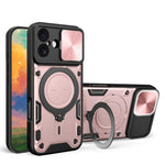 Capa de Telemóvel com Suporte Magnético Deslizante com Textura CD, Para iPhone 17e / 16e, Para iPhone 17 Pro Max, Para iPhone 17 Pro, Para iPhone 17, Para iPhone Air, Para iPhone 16 Pro Max, Para iPhone 16 Pro, Para iPhone 16 Plus