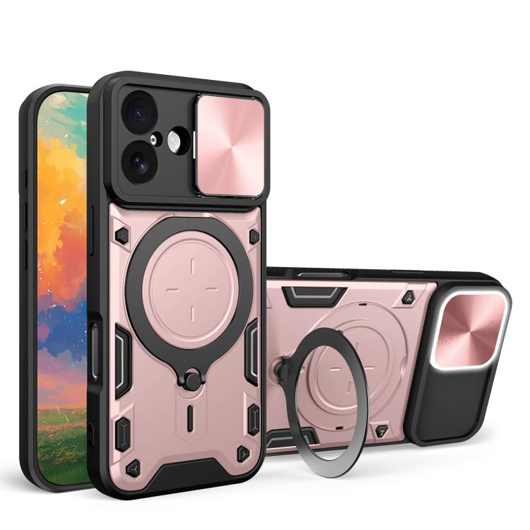 Capa de Telemóvel com Suporte Magnético Deslizante com Textura CD, Para iPhone 17e / 16e, Para iPhone 17 Pro Max, Para iPhone 17 Pro, Para iPhone 17, Para iPhone Air, Para iPhone 16 Pro Max, Para iPhone 16 Pro, Para iPhone 16 Plus