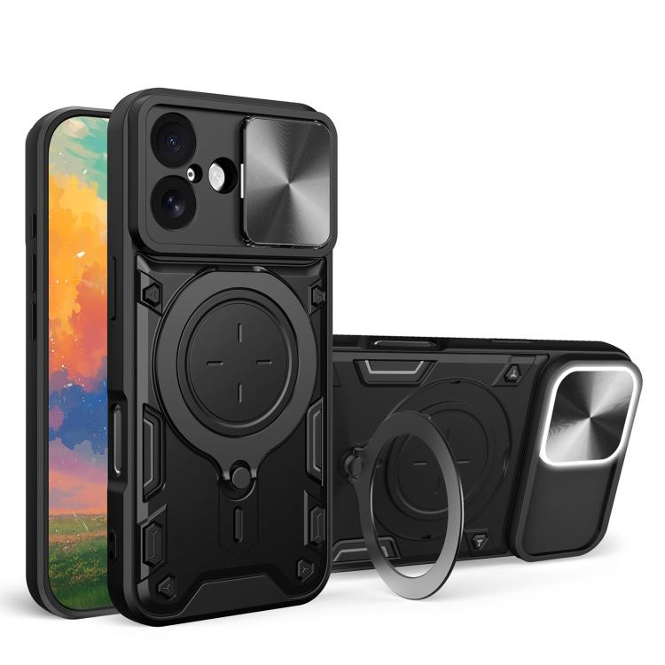 Capa de Telemóvel com Suporte Magnético Deslizante com Textura CD, Para iPhone 17e / 16e, Para iPhone 17 Pro Max, Para iPhone 17 Pro, Para iPhone 17, Para iPhone Air, Para iPhone 16 Pro Max, Para iPhone 16 Pro, Para iPhone 16 Plus