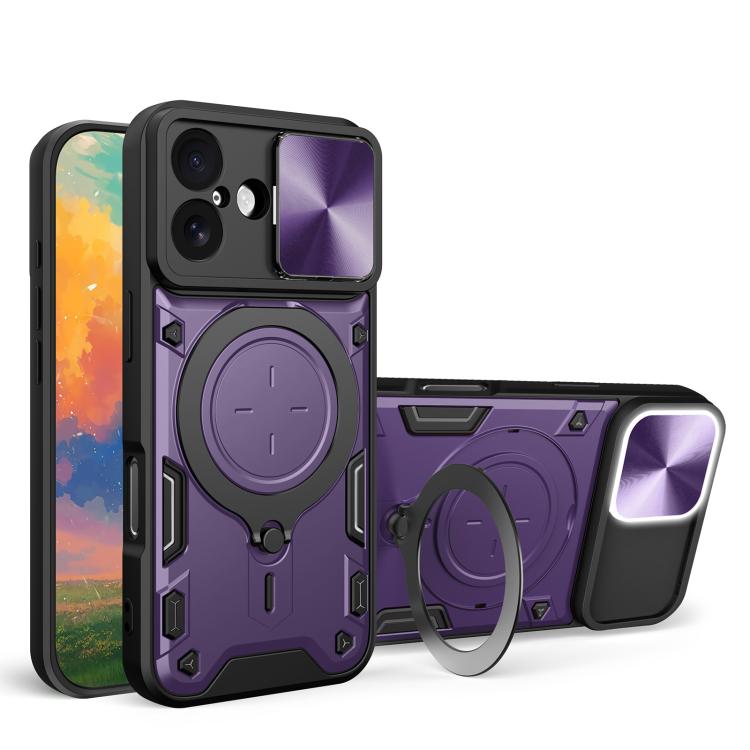 Capa de Telemóvel com Suporte Magnético Deslizante com Textura CD, Para iPhone 17e / 16e, Para iPhone 17 Pro Max, Para iPhone 17 Pro, Para iPhone 17, Para iPhone Air, Para iPhone 16 Pro Max, Para iPhone 16 Pro, Para iPhone 16 Plus