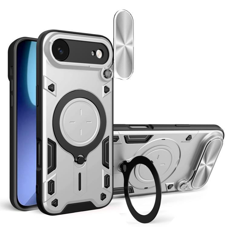 Capa de Telemóvel com Suporte Magnético Deslizante com Textura CD, Para iPhone 17e / 16e, Para iPhone 17 Pro Max, Para iPhone 17 Pro, Para iPhone 17, Para iPhone Air, Para iPhone 16 Pro Max, Para iPhone 16 Pro, Para iPhone 16 Plus