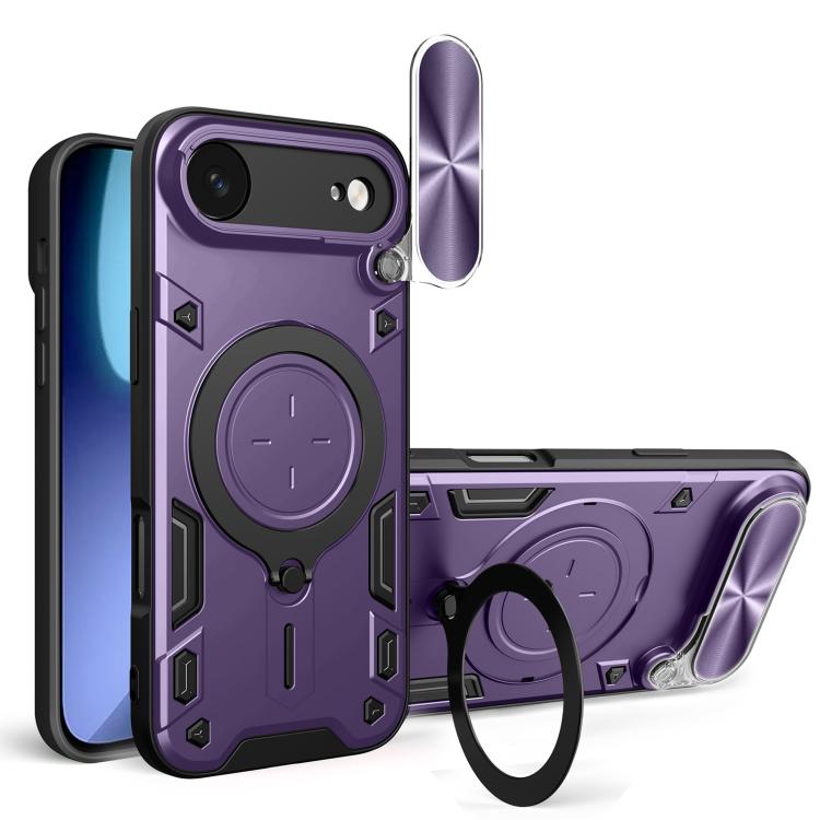 Capa de Telemóvel com Suporte Magnético Deslizante com Textura CD, Para iPhone 17e / 16e, Para iPhone 17 Pro Max, Para iPhone 17 Pro, Para iPhone 17, Para iPhone Air, Para iPhone 16 Pro Max, Para iPhone 16 Pro, Para iPhone 16 Plus