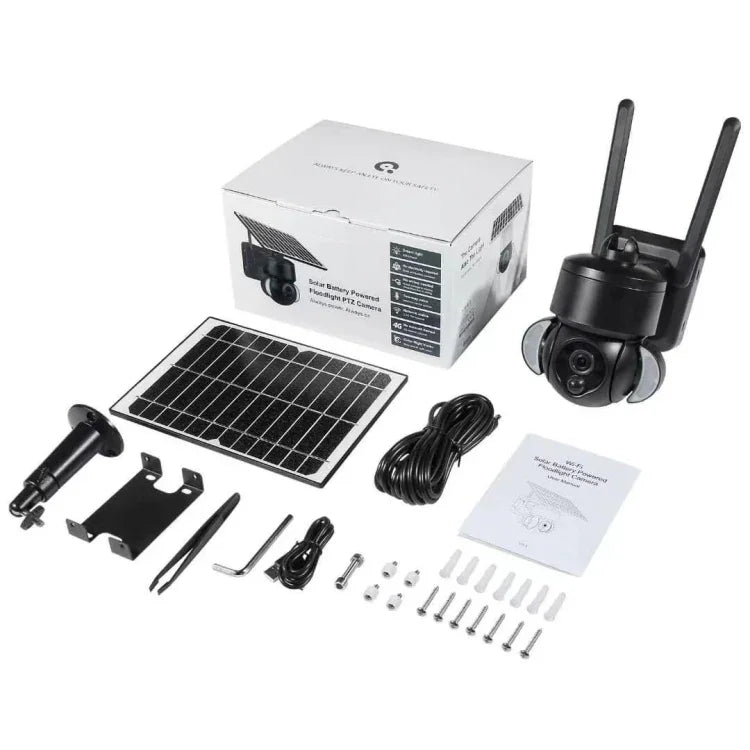 Câmara IP Dome Solar 4G 3MP SHIWOJIA IP66 à Prova de Água, Áudio Bidirecional, Detecção de Movimento PIR e Visão Noturna, UE, AU, EUA