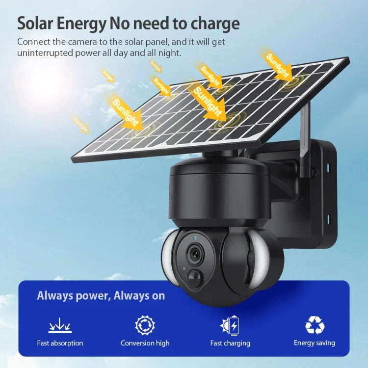 Câmara IP Dome Solar 4G 3MP SHIWOJIA IP66 à Prova de Água, Áudio Bidirecional, Detecção de Movimento PIR e Visão Noturna, UE, AU, EUA