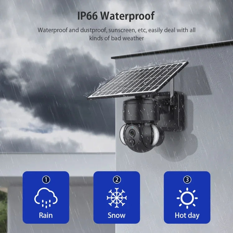 Câmara IP Dome Solar 4G 3MP SHIWOJIA IP66 à Prova de Água, Áudio Bidirecional, Detecção de Movimento PIR e Visão Noturna, UE, AU, EUA