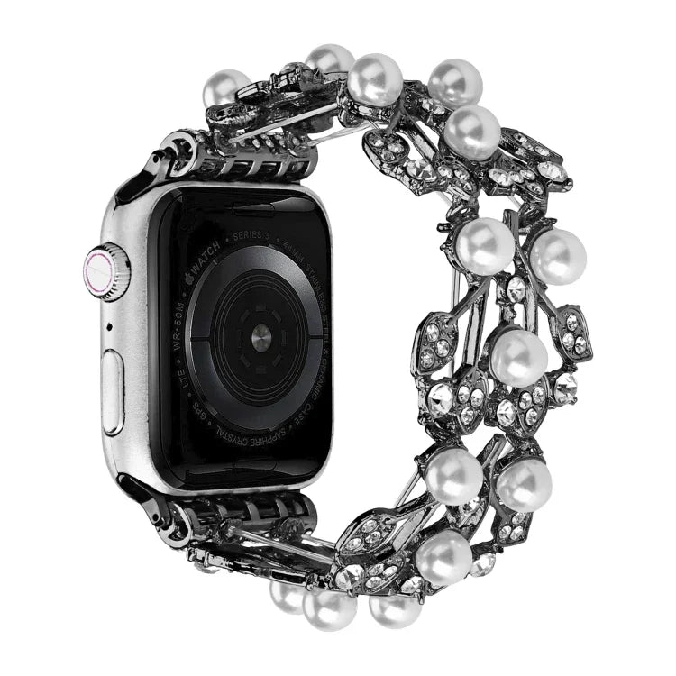 Four-leaf Bead Metal Watch Band, For Apple Watch Series 10 46mm, For Apple Watch Series 10 42mm, For Apple Watch SE 2023 44mm, For Apple Watch SE 2023 40mm, For Apple Watch Ultra 2 49mm, For Apple Watch 9 45mm, For Apple Watch 9 41mm                   ...