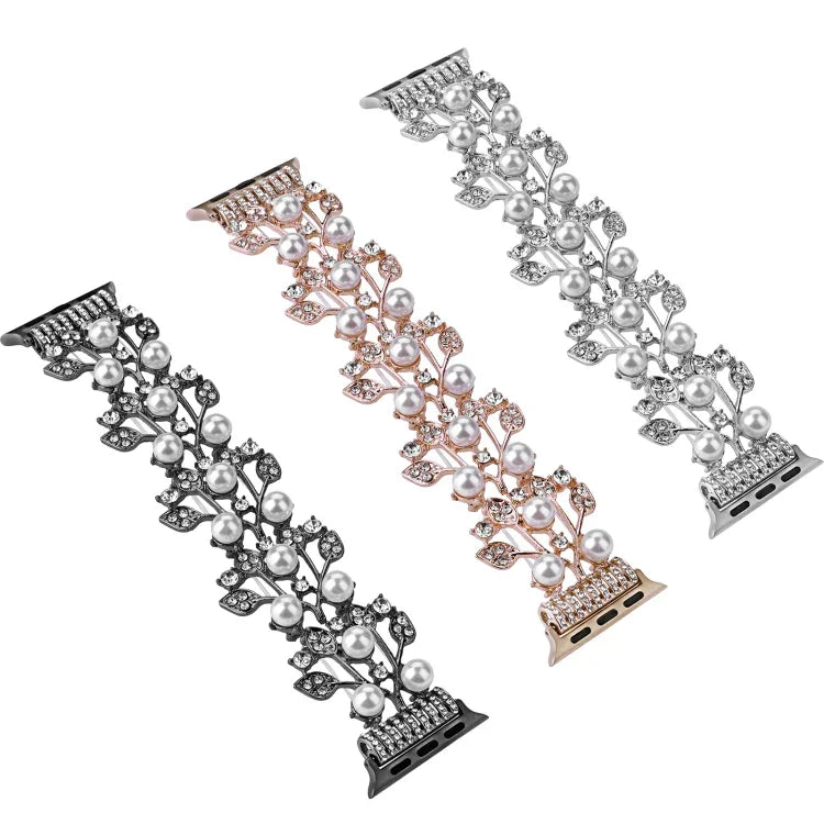 Four-leaf Bead Metal Watch Band, For Apple Watch 6 40mm, For Apple Watch 6 44mm, For Apple Watch 5 44mm, For Apple Watch 5 40mm, For Apple Watch 4 44mm, For Apple Watch 4 40mm, For Apple Watch 3 38mm, For Apple Watch 3 42mm, For Apple Watch 2 42mm     ...