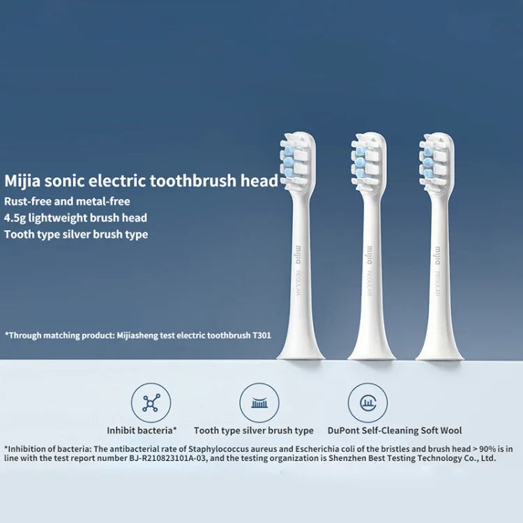 3 Unidades Cabeças de Escova Tipo Standard Originais Xiaomi Mijia para Escova de Dentes Elétrica Sónica T301 / T302, Escova T301 & T302 (Branca), Escova T301 & T302 (Preta)
