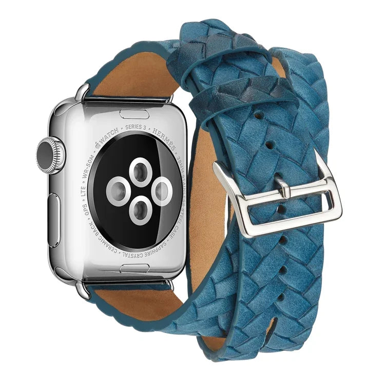 Pulseira de Relógio em Pele de Grão Superior com Coroa Relevada, Para Apple Watch Series 5 & 4 40mm / 3& 2 & 1 38mm, Para Apple Watch Series 7 45mm / 6 & SE & 5 & 4 44mm / 3 & 2 & 1 42mm