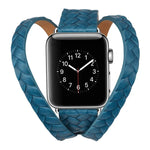 Pulseira de Relógio em Pele de Grão Superior com Coroa Relevada, Para Apple Watch Series 5 & 4 40mm / 3& 2 & 1 38mm, Para Apple Watch Series 7 45mm / 6 & SE & 5 & 4 44mm / 3 & 2 & 1 42mm