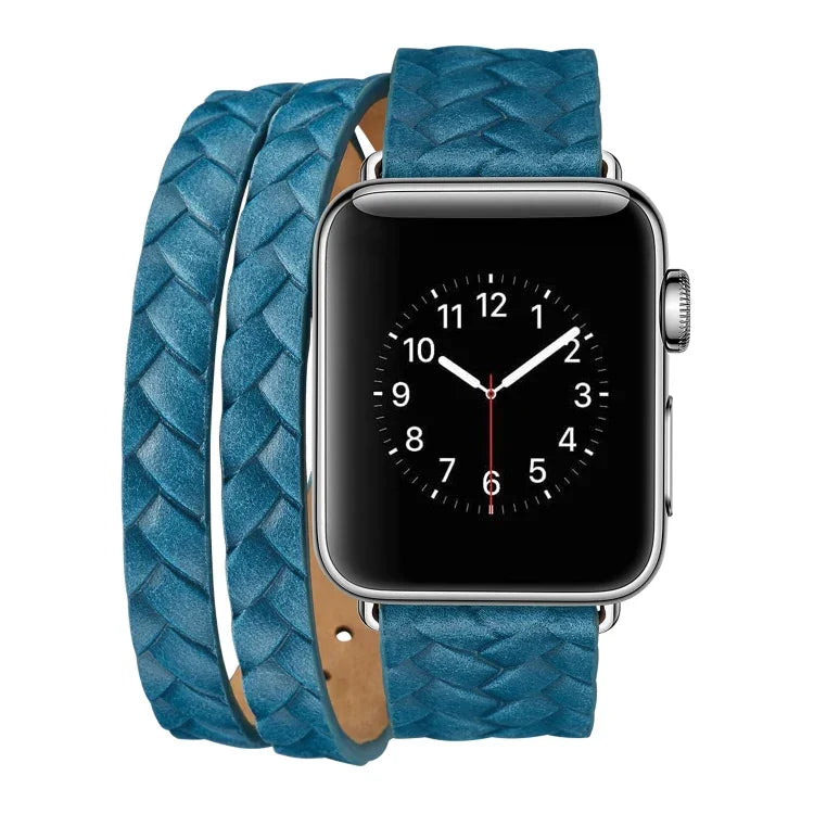 Pulseira de Relógio em Pele de Grão Superior com Coroa Relevada, Para Apple Watch Series 5 & 4 40mm / 3& 2 & 1 38mm, Para Apple Watch Series 7 45mm / 6 & SE & 5 & 4 44mm / 3 & 2 & 1 42mm